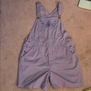 Purple overalls